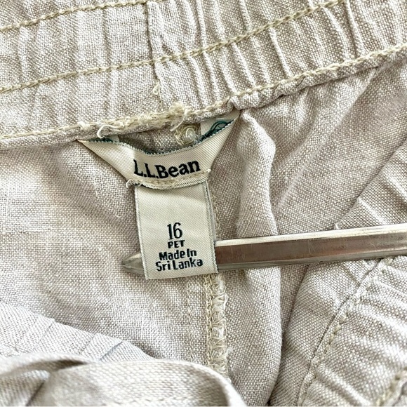 L.L. Bean Cream Beige Linen Straight Wide Leg Pants Size 16 Petite Lagenlook - Picture 8 of 13